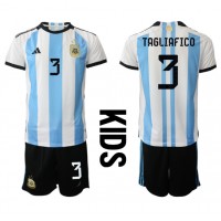 Koszulka piłkarska Argentyna Nicolas Tagliafico #3 Strój Domowy dla dzieci MŚ 2022 tanio Krótki Rękaw (+ Krótkie spodenki)
